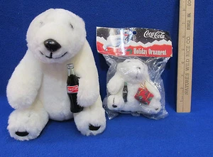 Coca Cola Coke weißer Eisbär Plüschtier Stofftier & Eisbär Ornament Lot 2 - Bild 1 von 3
