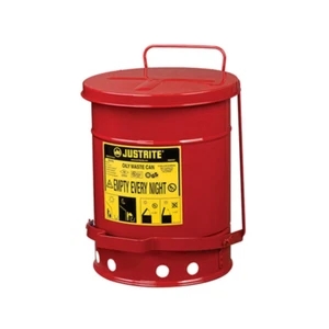 6 Gallon Oily Waste Can Round Alloy Steel 20 Liters Red NEW - Picture 1 of 11
