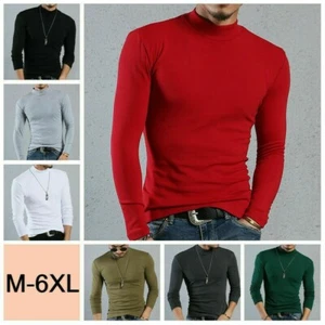 Herren Thermal Innere Top Baumwolle T-Shirt Stehkragen Stretch Unterlage Bluse - Bild 1 von 17