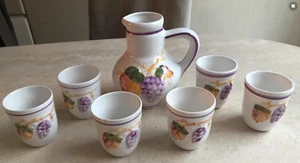 PICHET ET TASSES EN CERAMIQUE AVEC BARBOTINE - Imagen 1 de 4