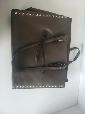 ALDO WOMEN’S FAUX LEATHER TOTE WITH GOLD STUDDS BROWN PURSE HANDBAG - Image 1 of 4