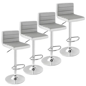 Costway 4PCS Swivel Bar Stools Adjustable Barstool PU Leather Pub Chairs Armless - Picture 1 of 9