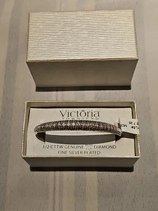 Victoria Townsend 1/2 CT TW Genuine Rose Cut Diamond Bracelet, Fine Silver Plate - Picture 1 of 10