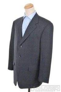 PAL ZILERI Blue Plaid Check 100% Wool Blazer Sport Coat Jacket - EU 58 / US 46 L - Picture 1 of 9