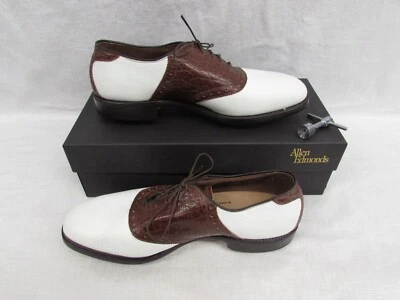 Vintage Allen Edmonds Golf Shoes, White and Brown Leather Size 9 ½ D - Image 1 of 4