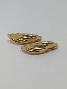 Vintage 14k Yellow Gold Ribbed Stud Earrings - Picture 1 of 6