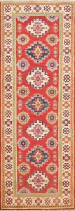 Vegetable Dye Super Kazak Geometric Oriental Runner Rug Hand-knotted Hallway 2x6 - Picture 1 of 12