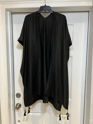 Women Cover Up Black Ladies Night Cocktail Party Beads Tassels Open One Size - Image 1 of 4