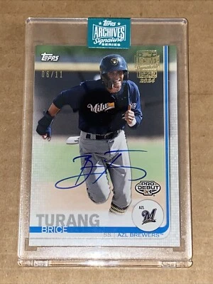 Brice Turang 2019 Topps Pro Debut #120 Auto 2024 Archives Buyback Rookie SP 6/11 - Image 1 of 2