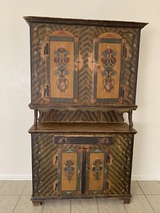 1800’s Antique Scandinavian Hand Painted Pine Sideboard - Picture 1 of 8