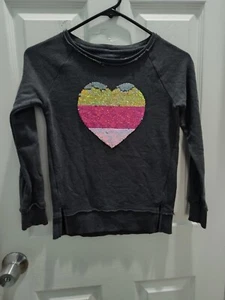 Girls sequin Heart Sweater 7/8 - Picture 1 of 3