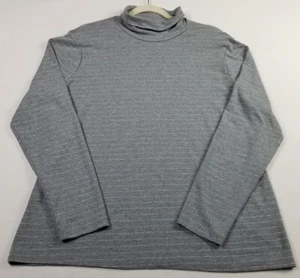 Time and Tru Top Women 3XL XXXL Gray Stripes Long Sleeve Turtleneck Stretch Knit - Picture 1 of 10