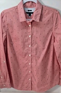 Tommy Hilfiger Long Sleeve Button Down Red Men's Size L Relaxed Fit - Picture 1 of 7