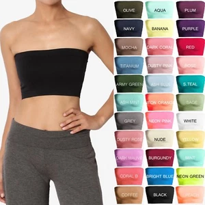 TheMogan Seamless Bandeau Bra Top Strapless Nylon/Spandex Stretch Bralette - Picture 1 of 119