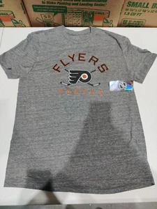 New Official NHL Philadelphia Flyers Hockey Grey Short Sleeved Tee Shirt - Picture 1 of 5