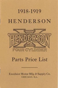 1918-1919 HENDERSON MOTORCYCLE PARTS LIST - ANTIQUE REPRODUCTION - Bild 1 von 4