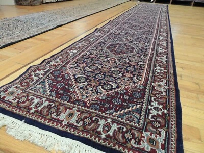 2x16  2x15 Rare Size Bidjar Indian RUNNER  Rug wool Red Navy Blue/Gray Bijar - Image 1 of 4