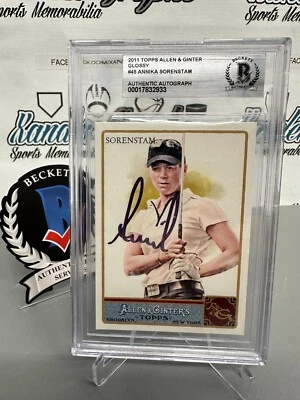 ANNIKA SORENSTAM SIGNED TOPPS GINTER GLOSSY LPGA GOLF ON CARD-BECKETT BGS /999 - Image 1 of 4
