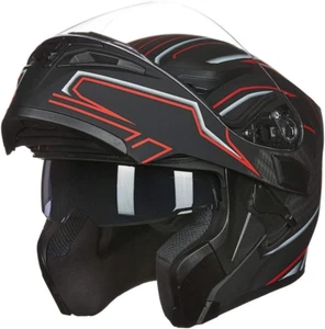 Motorcycle Dual Visor Flip up Modular Full Face Helmet DOT 6 Colors Model 902 - Picture 1 of 7