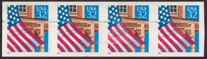 US Stamp #2913a Flag over Perch Imperf Strip of 4, Horizontal Blue Line Across - Picture 1 of 1