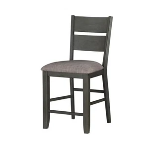 Set of 2 Gray Finish Wood Frame Counter Height Design Dining Chairs - Picture 1 of 4
