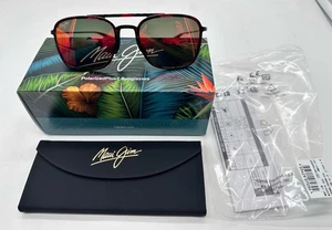 NUEVO Gafas de sol polarizadas Maui Jim Keokea negras/rojas lava MJ0447S-003 150 mm - Imagen 1 de 8