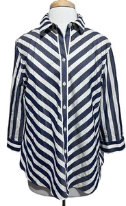 Camisa Chicos Denim Azul Blanco Chevron Rayas Sin Hierro Protector de Manchas Abotonada 3 XL - Imagen 1 de 7