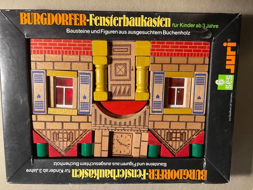 Vintage 1980 Burgdorfer windowbaukasten Bloco de Madeira Sistema de Construção Casa - Imagem 1 de 1