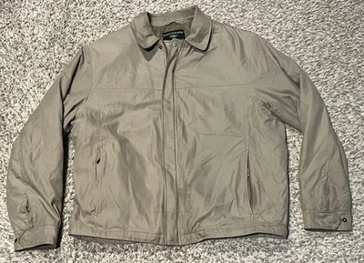 DOCKERS Men's STAIN DEFENDER Zip-Up Water Resistant Bomber Jacket L Beige - Image 1 of 4