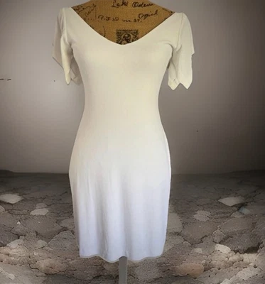 Vestido Ralph Lauren - Purple Label Talla 6 Blanco Abertura Manga Corta Cuadrada Elástico Foto 1 de 4