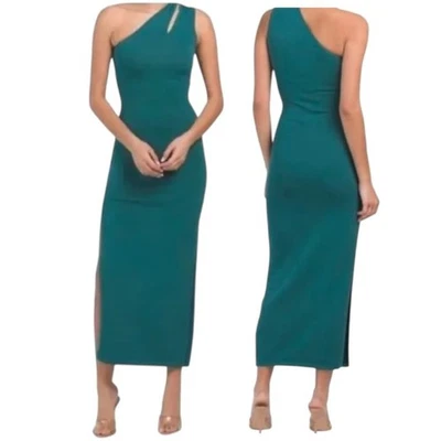 Maxi Vestido Torn by Ronny Kobo Tejido Verde Mediano Un Hombro Sin Mangas Elástico Foto 1 de 4