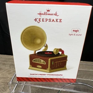 2014 Hallmark Santa's Merry Fonograph Magic Light & Sound Giradischi Firmato - Foto 1 di 13