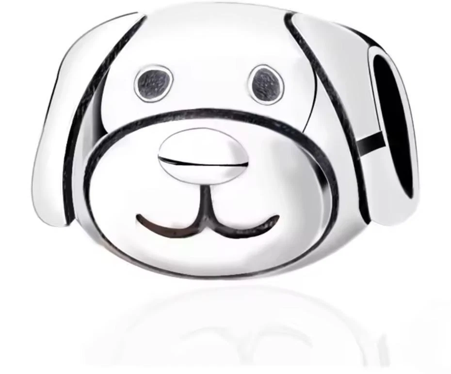 ✨ Dije de cara de cachorro plateado - Lindo diseño de perro - Compatible con pulseras PDR 🐾 Foto 1 de 1