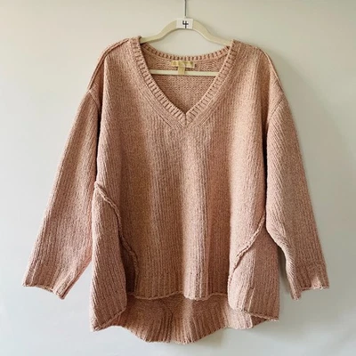 Michael Kors 女式粉红色尘土飞扬露肩街头服饰套衫毛衣,尺寸 1X — 第 1/4 张图片