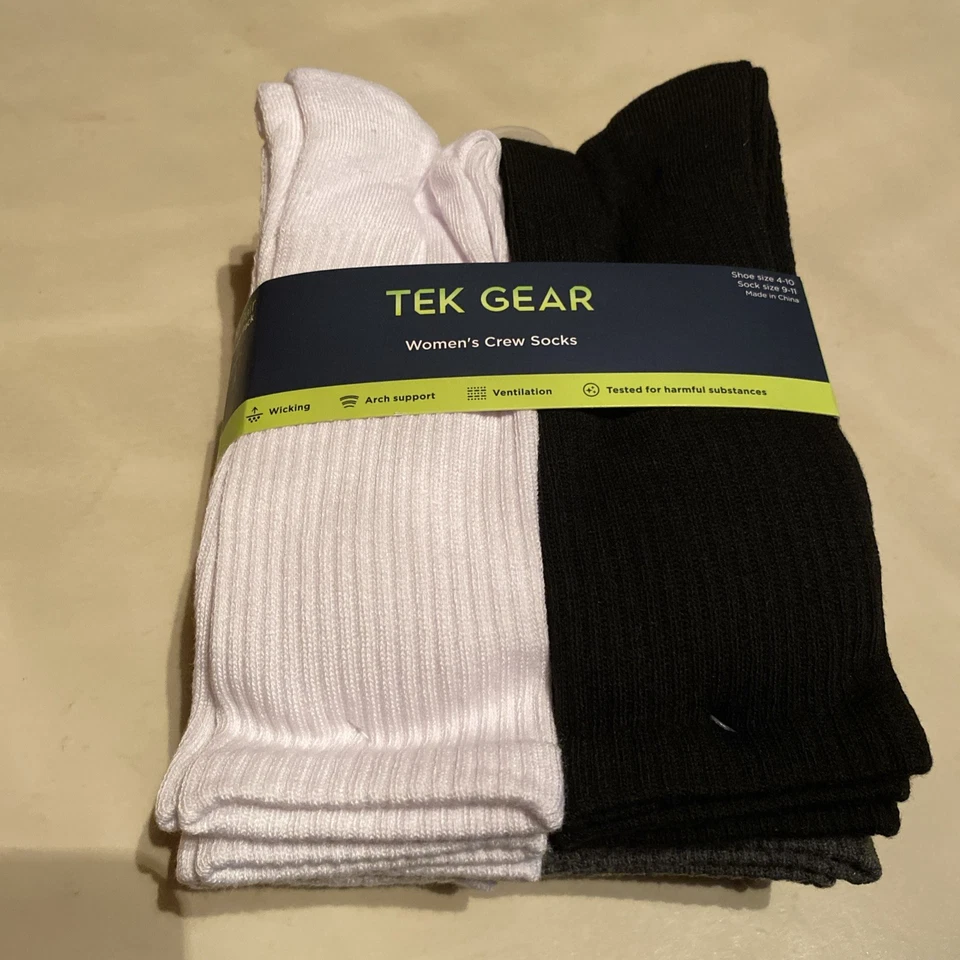 Женские Tek Gear 10 упаковки экипажа носки размер 9-11 обуви 4-10 различных цветов - Изображение 1 из 4