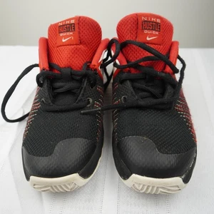 Nike Hustle Quick Shoes Kids Size 11 Black Red Basketball Athletic Swoosh Logo - Picture 1 of 9