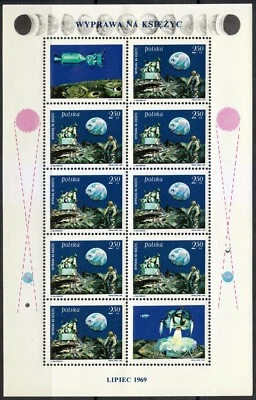Polonia 1969 KLB Mi 1940 Sc 1674 Apolo 11 aterrizaje en la Luna. NASA. Espacio ** Foto 1 de 2
