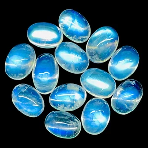 13 Stck. Natürlicher Blau Feuer Mondstein 7x5 mm Oval Cabochon Unbehandelt Lose Edelsteine - Bild 1 von 9