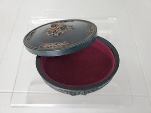 VINTAGE ANTIQUE 60S ESTATE RARE FLOWER DESIGN JEWELRY BOX 6" X 5" X 1 3/4" - Picture 1 of 11