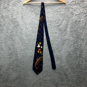 Walt Disney Mickey Mouse Fly Fishing w/fish & Lures Men’s Necktie 100% Silk Nice - Picture 1 of 7