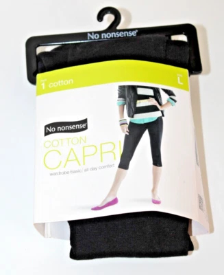 No nonsense Women's Black One Pair Cotton Capri Leggings - S, M, or L - Image 1 of 4