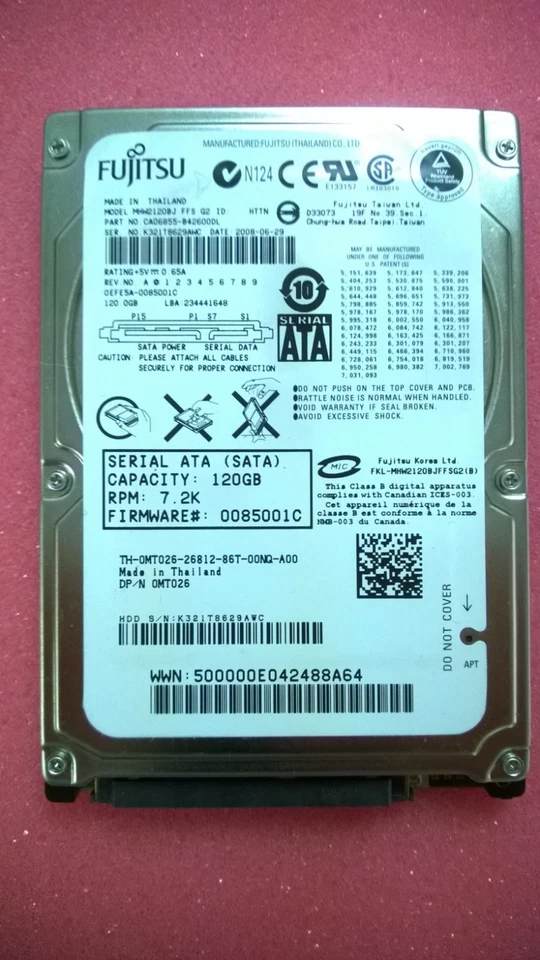 Fujitsu MHW2120BJ 120GB 7200RPM 2.5" SATA Hard Drive Dell 0MT026 / MT026 - Image 1 of 1