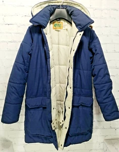 REI Hooded Parka Sierra Puffer Jacket Coat 1970s Size X-Large XL Blue,    C4 - Picture 1 of 10