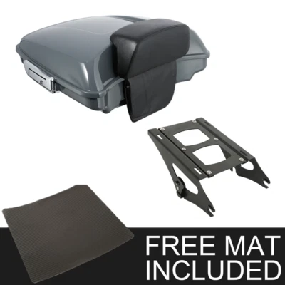 Respaldo de maletero y soporte de montaje Gunship gris apto para Harley 14-25 Foto 1 de 4