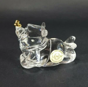 Disney Winnie The Pooh Lenox Crystal Figurine Gold Bee on Nose Laying Label  - Picture 1 of 9