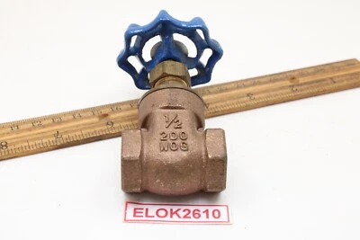 American Valve Over Seas 1/2" Brass Gate Valve Class 200 CXC WOG NIP - Image 1 of 4