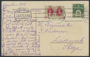 DENMARK. Christmas 1912 on postcard with 5 Øre Numeral (PC283) - Picture 1 of 2