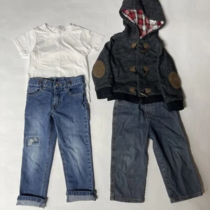 Jungen 24 Mo. 2T Jeans | Jackenpaket weiß T-Shirt Kapuzenjacke 2 Paar Jeans - Bild 1 von 10