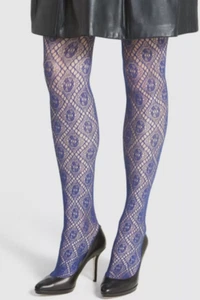 OROBLU Women's Blue 'Mila' Diamond Fishnet Tights Size S/M 2936 - Picture 1 of 2