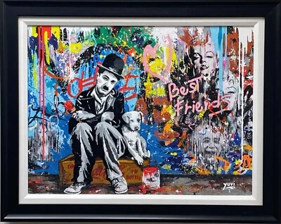 Yuvi "Best Friends" assinado e enfeitado # arte de grafite personalizada giclée - Imagem 1 de 3